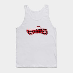 Christmas Buffalo Plaid Distressed Vintage Truck Tank Top